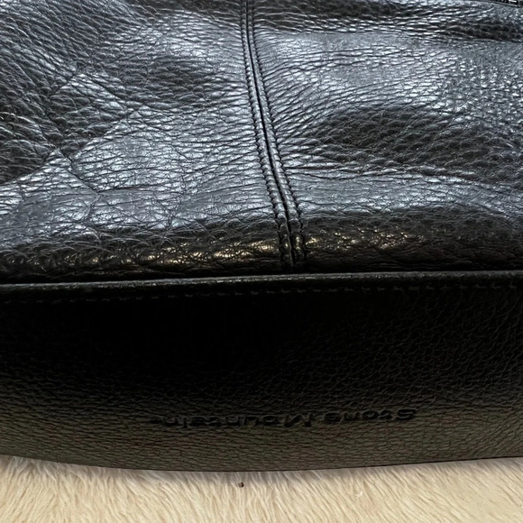 Stone Mountain Blk Leather Triple Zippered Compartments shoulder hobo - Picture 13 of 16